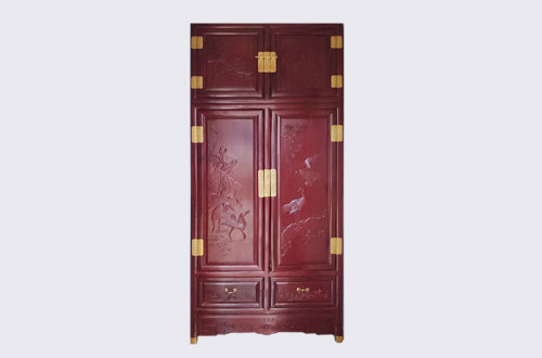 合水高端中式家居装修深红色纯实木衣柜